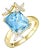 Kai Blue Topaz Sapphire Butterfly Cocktail Ring in 14k Yellow Gold Ring, size 5 For Sale