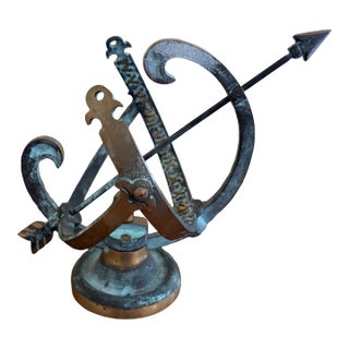 Vintage English Country Brass & Verdigris Armillary Sundial For Sale