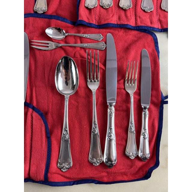 800 silver cutlery, 84 pieces, Italy, 1960s Given to my grandparents for the wedding, set for 12. The gross weight is 5.4...