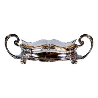 Art Nouveau Silver Jardiniere with Cut Glass Liner by Wilhelm Binder, Germany, 1900s For Sale