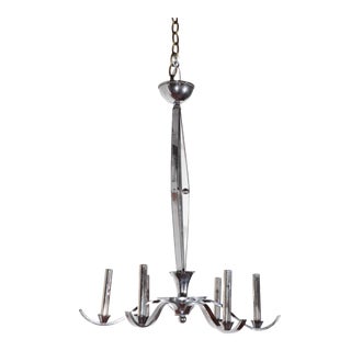 1940s French Modern Nickel Chandelier For Sale