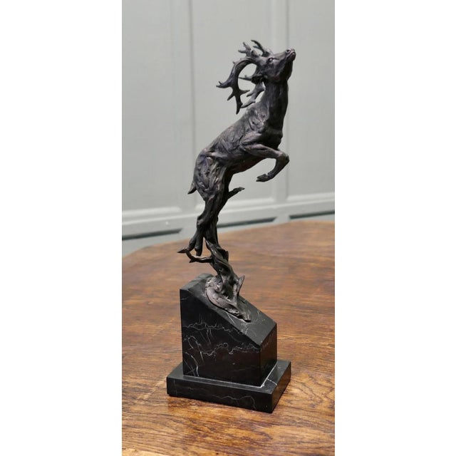 Vintage Bronze Sculpture of Deer Jumping, 1950 For Sale - Image 3 of 8