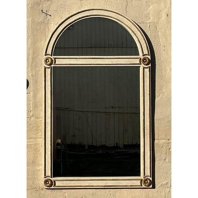 Late 20th Century Vintage Boho Tessellated Stone Arched Mirror For Sale - Image 5 of 7