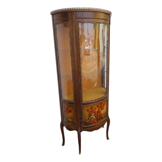 French Hand Painted Vitrine Display Curio Cabinet Cupboard 6344 For Sale