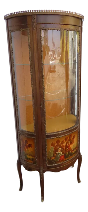 French Hand Painted Vitrine Display Curio Cabinet Cupboard 6344