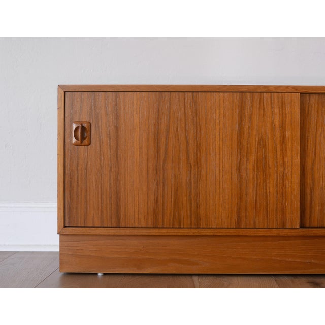 Vintage Danish Modern Teak Credenza With Vinyl Record Storage on Plinth Base For Sale - Image 9 of 14