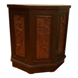 Late 20th Century Vintage Carved Octagonal End Table