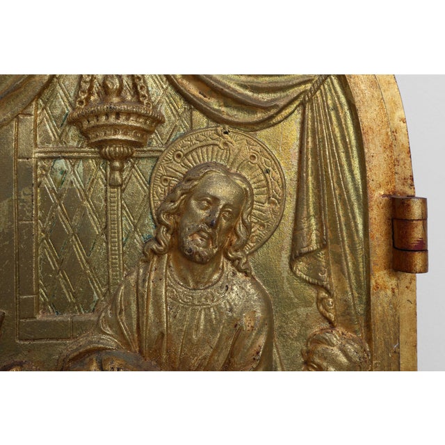 Neo‑Gothic Tabernacle Door with Gilded Bronze Last Supper Plaque, France, 1880 For Sale - Image 9 of 13