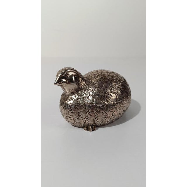 1970s Mid-Century Silver-Plated Quail-Shaped Box in the style of Mauro Manetti, 1970s For Sale - Image 5 of 18