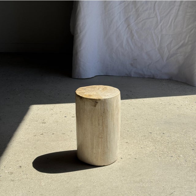 Small Side Table in Speckled White and Beige Petrified Wood, 1980s For Sale - Image 11 of 18