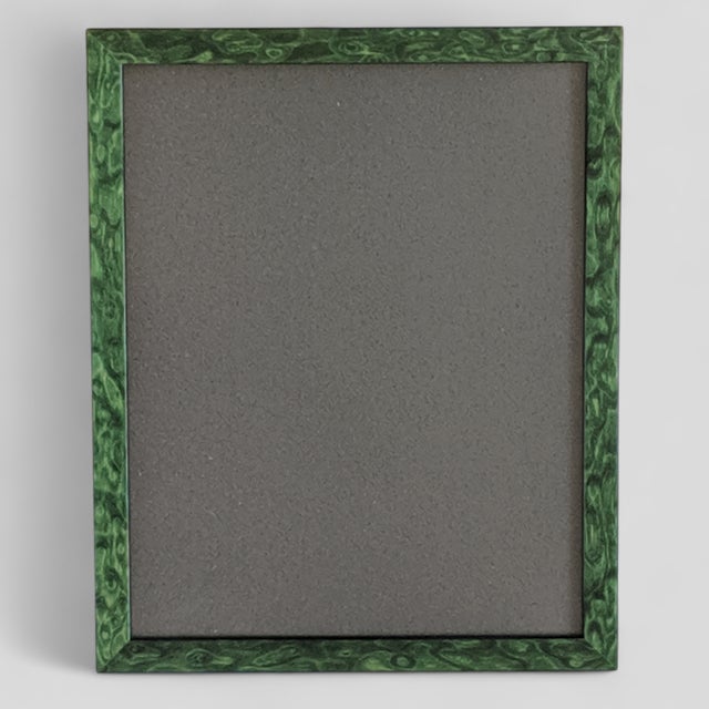 Traditional Vintage Faux Malachite Green Lacquer Picture Frame For Sale - Image 3 of 9