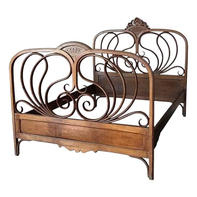 Austrian Bentwood Queen Bed by Jacob & Josef Kohn, 1900s For Sale