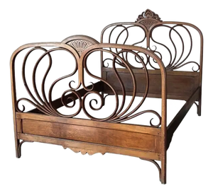 Austrian Bentwood Queen Bed by Jacob & Josef Kohn, 1900s