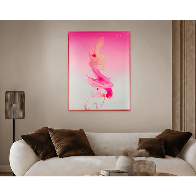 Abstract Contemporary Abstract Acrylic on Canvas "Pink Flow" by Nikolaos Schizas For Sale - Image 3 of 6