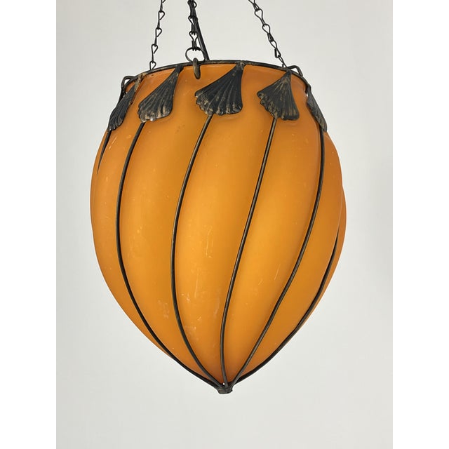 1980s Orange Murano Glass Pendant Lamps, 1980s, Set of 2 For Sale - Image 5 of 11