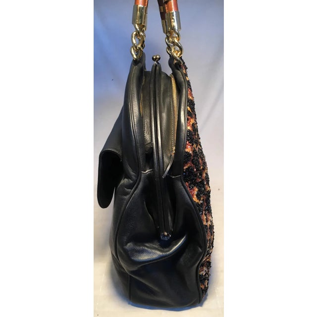 OOAK Abigail Made in Italy Contessa Leopard Beaded Gown Top Handle Leather Tote. One of a kind handmade top handle tote...
