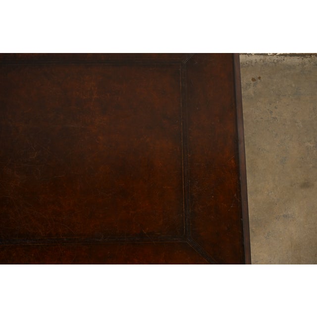 Wood Maitland Smith Mid-Century Modern Hollywood Regency Leather Wrapped Coffee Table or Cocktail Table For Sale - Image 7 of 10