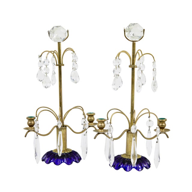 Vintage Cut Glass Decorative Candlesticks, 1960, Set of 2 For Sale - Image 6 of 6