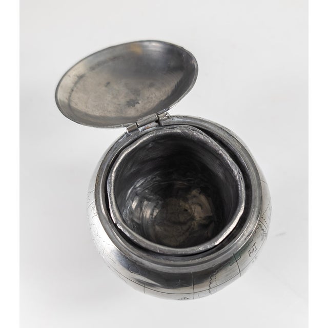 Gray Early 20th Century Chinese Pewter Globe Form Tea Caddy For Sale - Image 8 of 18