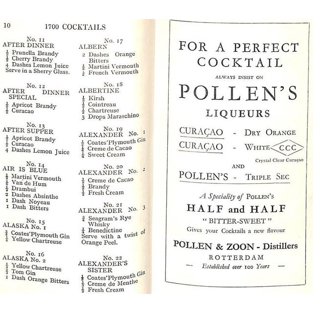 "1700 [Seventeen Hundred] Cocktails for the Man Behind the Bar" 1934 De Fleury, R. For Sale - Image 12 of 12