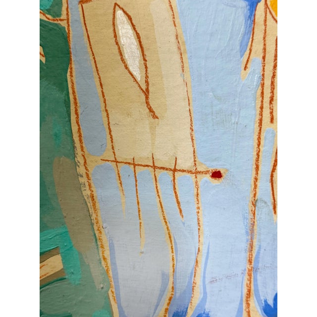 Wood Vintage 1980s Subtle Patterned Abstract Painting, Framed For Sale - Image 7 of 10