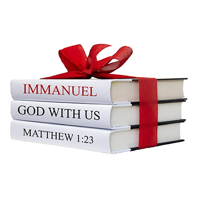 Decorative Books - Quote Book Stack - "Immanuel Holiday, Christmas" For Sale