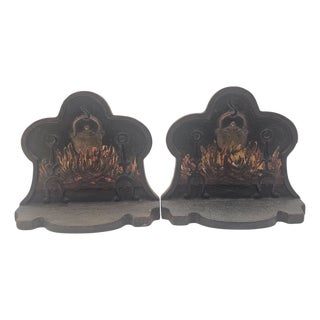 Early 20th Century American Cast-Iron Fireside Bookends, Pair For Sale