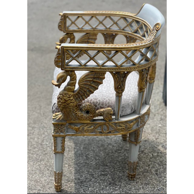 Neoclassical 1960s Neoclassical Style Gold Leaf Armchair For Sale - Image 3 of 4