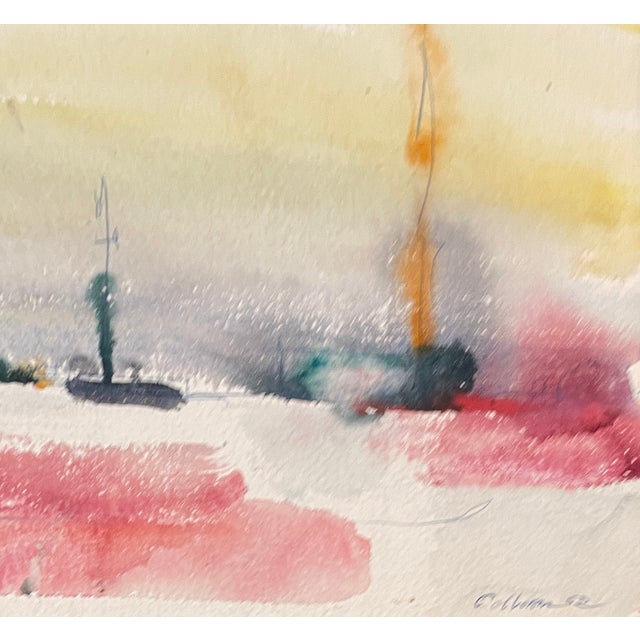 MCM painting on paper by artist Robert Brady Colborne (1931-2002). Signed and dated lower right; bearing estate stamp on...