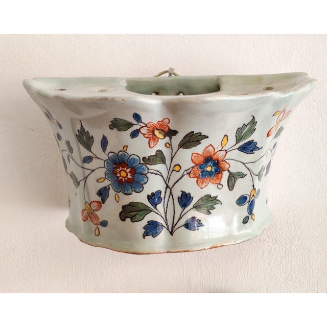 18th Century Faience Wall Pocket Flower Pot from Rouen, France For Sale - Image 9 of 10