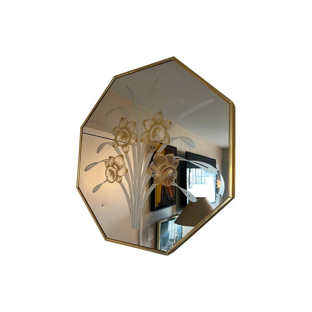 1980s Vintage Octagon Wall Mirror: 1980s Windsor Postmodern Floral Design, Robert Slimbach For Sale - Image 5 of 9