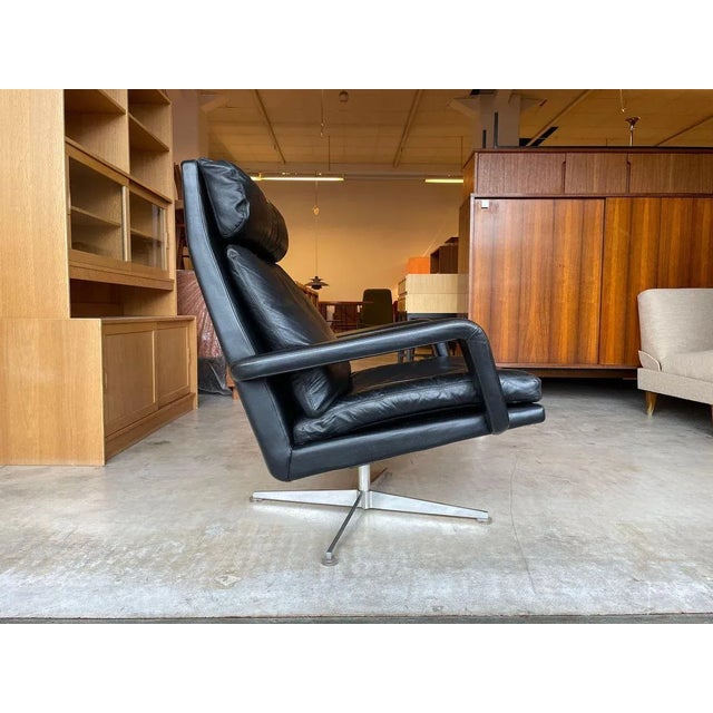 Vintage Leather & Teak Lounge Armchair by Hans Kaufeld, 1970s For Sale - Image 10 of 11