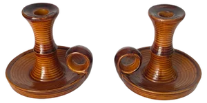 French Candleholders in Ceramic from Saint Clement, 1970s, Set of 2