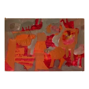 Early 20th Century Vintage Abstract Mixed Media on Canvas