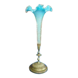 Antique French Diamond Quilted Trumpet Vase