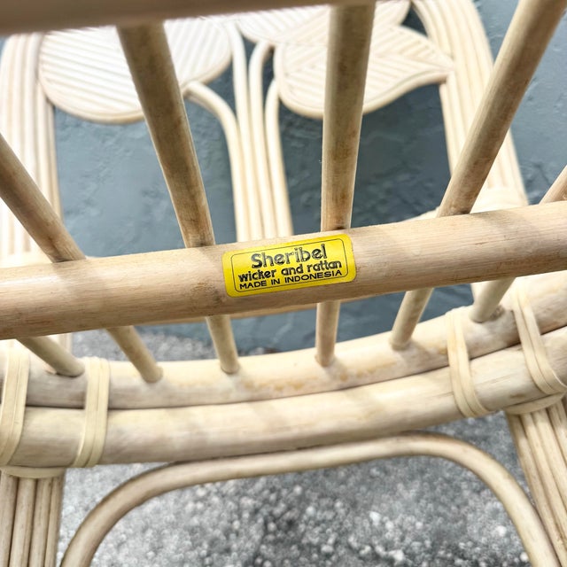 Boho Chic Sculpted Leaf Back Pencil Reed Dining Chairs - Set of 6 For Sale - Image 10 of 12