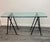 Metal Iron and Brass Trestle Console with Glass Top, 1950s For Sale - Image 7 of 14