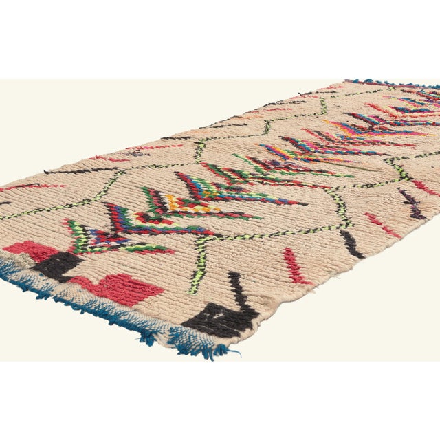 22013 Vintage Azilal Boucherouite Moroccan Rug, 03'07 x 07'01. The Sacred Lineage: A Vintage Azilal Moroccan Masterpiece...