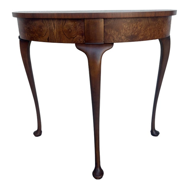 Late 20th Century Baker Furniture Half Round Demi Lune Console Table For Sale