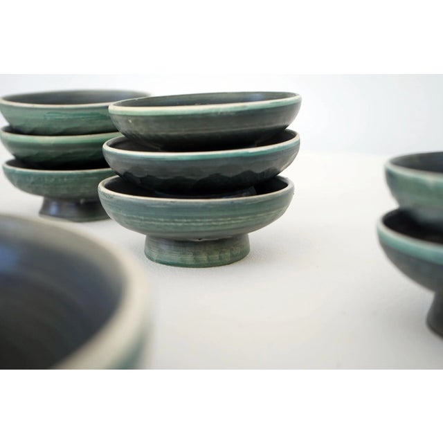 Green Ceramic Bowl set from Tapis Vert, 1950s, Set of 9 For Sale - Image 8 of 15