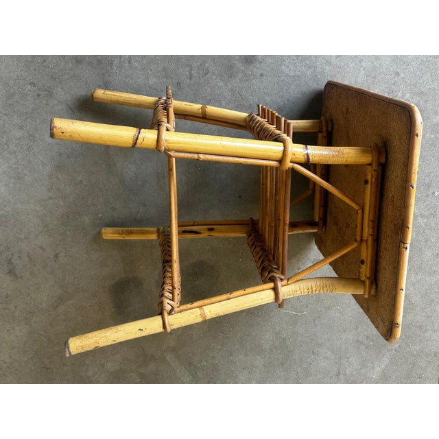 Vintage Bamboo and Rattan Side Table with Magazine Rack, 1970s For Sale - Image 4 of 16