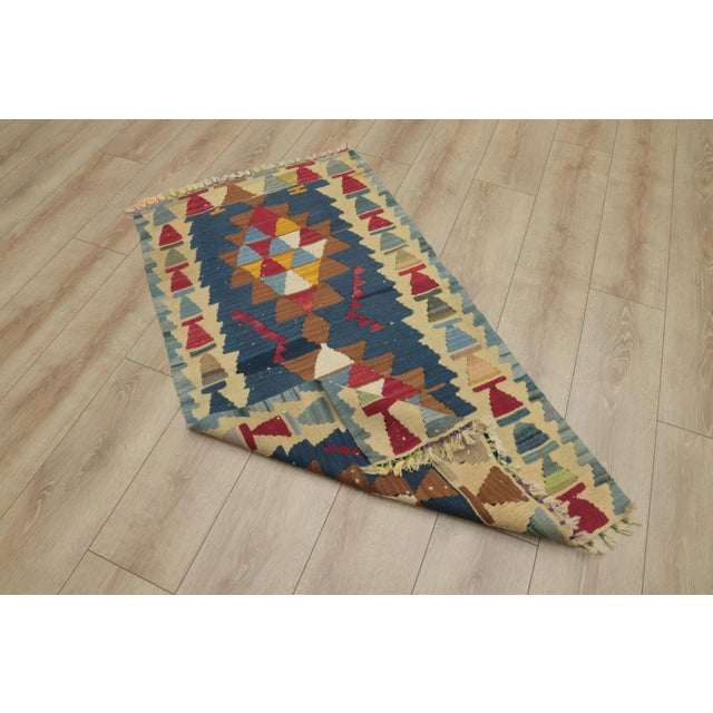 1960s 1960s Farmhouse Style Blue Anatolian Cappadocia Kilim Rug For Sale - Image 5 of 13