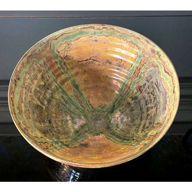 Modern Ceramic Lusterware Bowl with Metallic Glaze by Beatrice Wood For Sale - Image 3 of 17