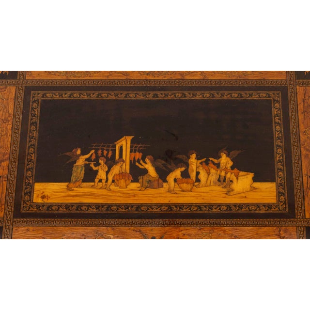 Italian Two-Tier Marquetry Ebonized Games Table, 19th Century For Sale - Image 4 of 8