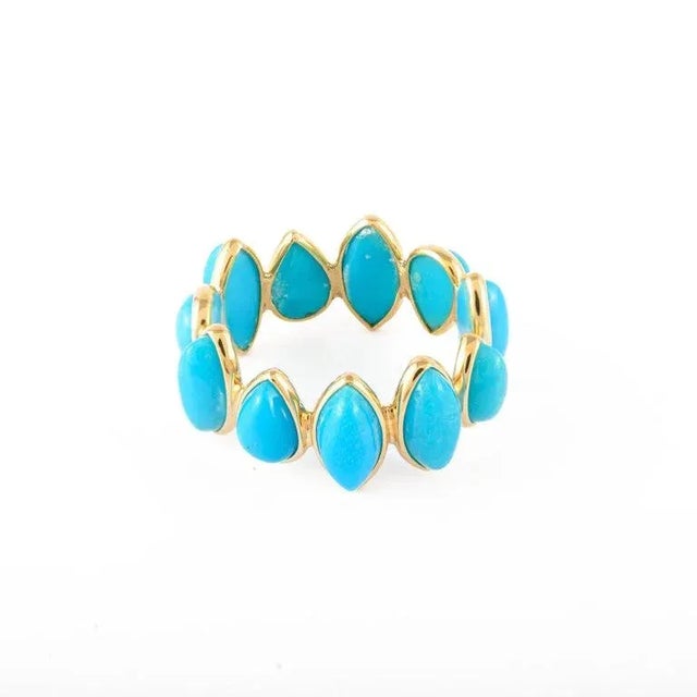 Natural Turquoise Stacking Eternity Band in 18k Gold Size 7 ( All Sizes Available ) For Sale - Image 9 of 12