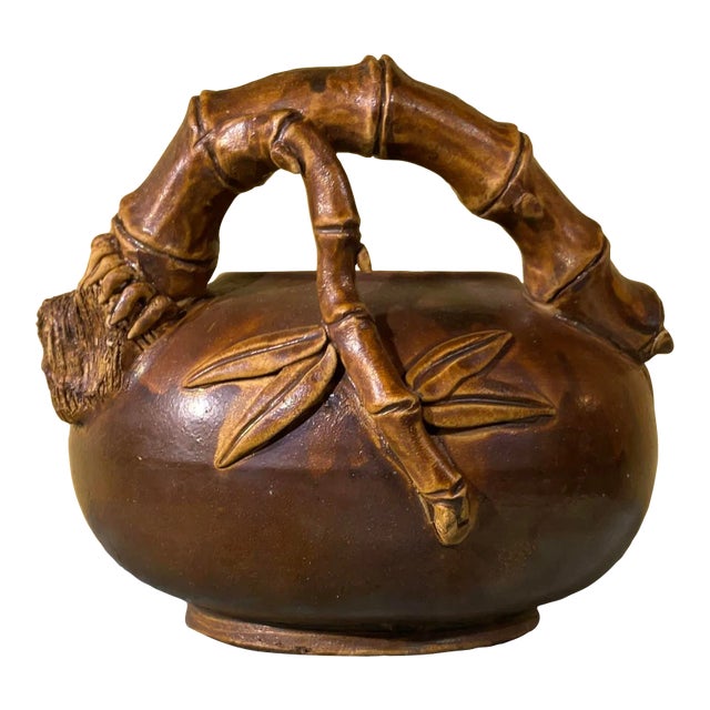 Vintage Hand Painted and Glazed Ceramic Artistic Jar For Sale