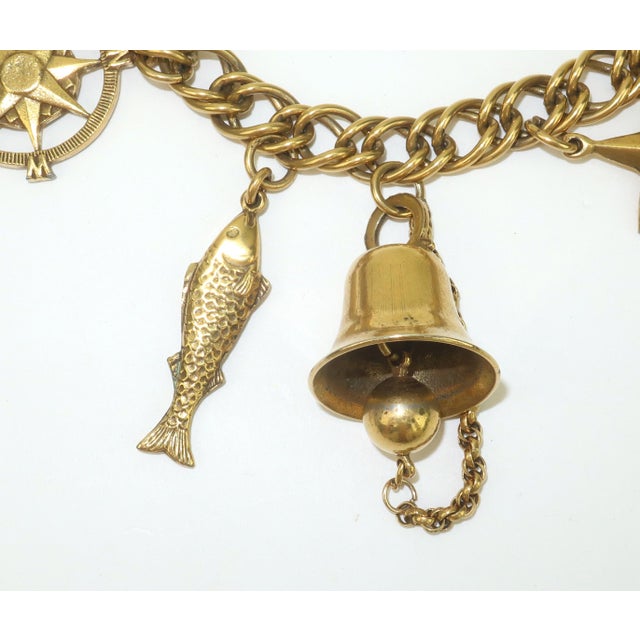 Coro Nautical Themed Gold Tone Charm Bracelet For Sale In Atlanta - Image 6 of 14