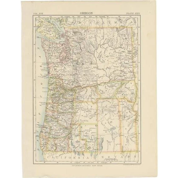 Antique Map of Oregon, 1884 For Sale