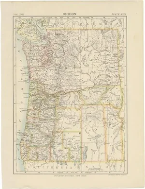 Antique Map of Oregon, 1884
