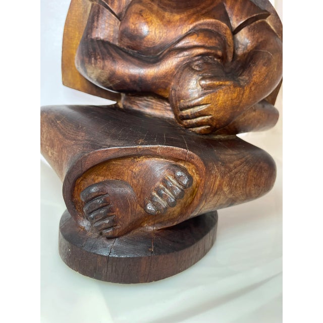 Wood Early 20th Century Modernist Madonna and Child Hand Carved Wooden Folklore Sculpture, Crafted in Ecuador For Sale - Image 7 of 12